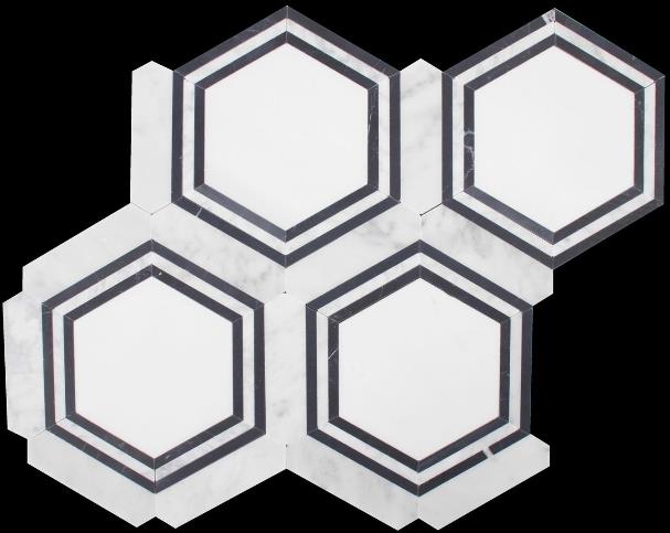 CARRARA-NERO HONED HEXAGON