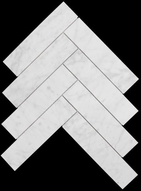 CARRARA HONED MARBLE HERRINGBONE MOSAIC