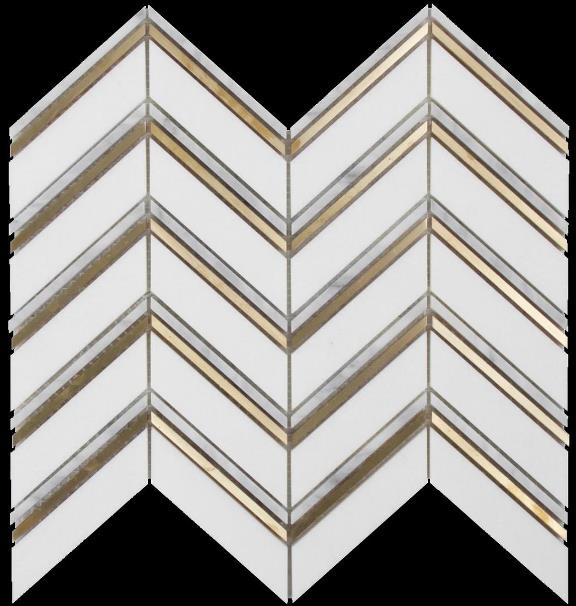 CARRARA-BRASS MIX HONED CHEVRON