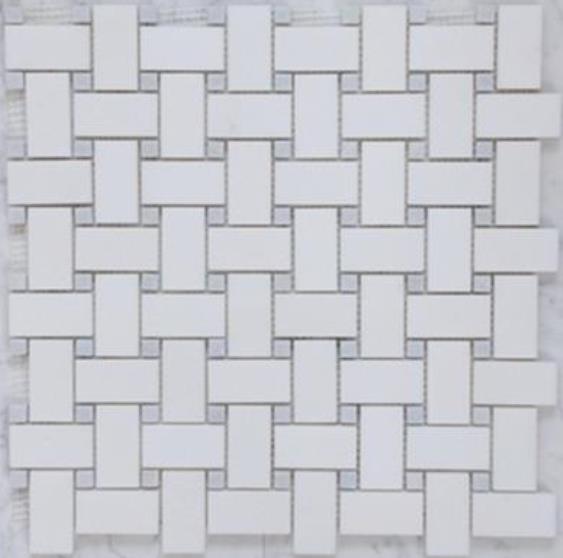 THASSOS HONED & POLISHED CIELO DOT BASKETWEAVE MOSAIC