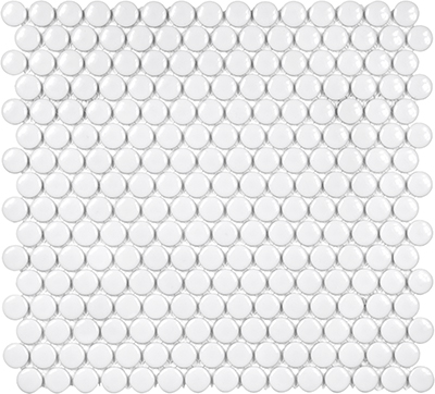 WHITE GLOSS PENNY ROUND MOSAIC