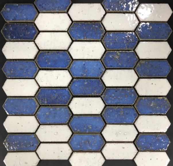 BLUE/WHITE MIX GLOSS ELONGATED HEXAGONAL