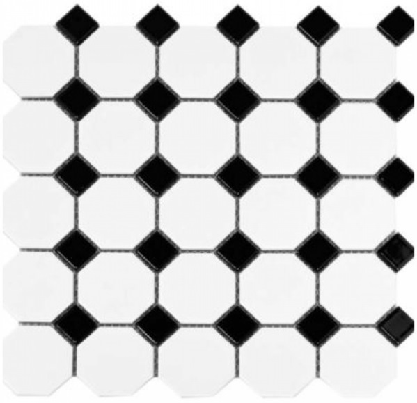 WHITE- BLACK OCTAGONAL AND DOT