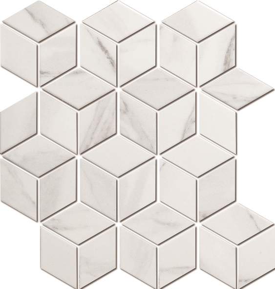 CARRARA LOOK MATT CUBE PORCELAIN MOSAIC