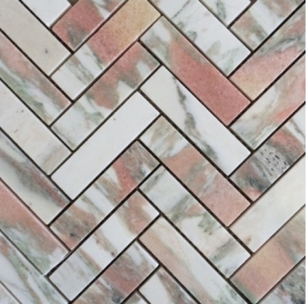 NORWEGIAN-ROSE HONED HERRINGBONE MARBLE