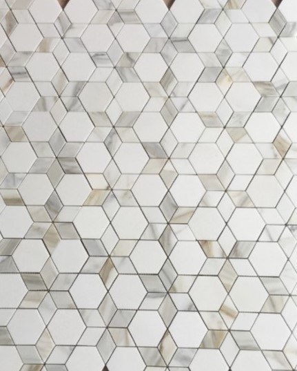 STAR WITH HEXAGON HONED MARBLE MOSAIC