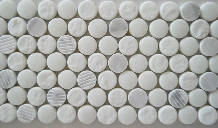 WHITE MIX PENNY ROUND MARBLE