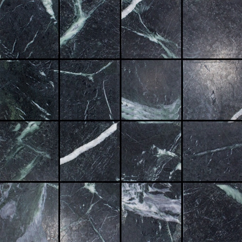 VERDE DARK HONED SQUARE MARBLE MOSAIC