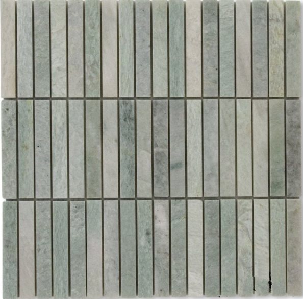 VERDI CRISTALLO STACK BOND HONED MARBLE FINGER MOSAIC TILE