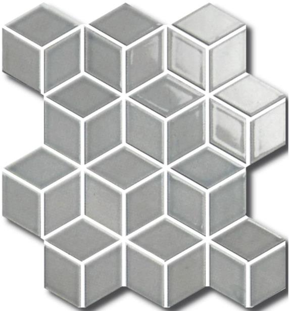 DOVE-GREY GLOSS 3D-CUBE VILLAGE