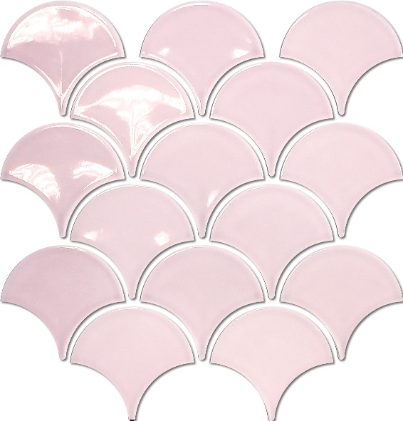 POWDER-PINK GLOSS WAVY FISHSCALE MOSAIC