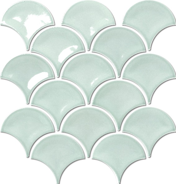 MINT-GREEN GLOSS WAVY FISHSCALE MOSAIC