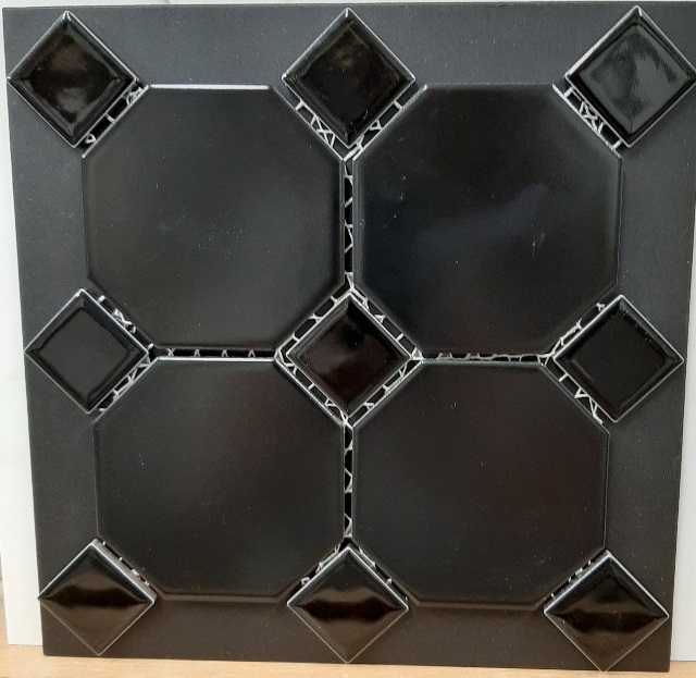 BLACK MATT OCT /BLACK GLOSS DOT OCTAGONAL MOSAIC