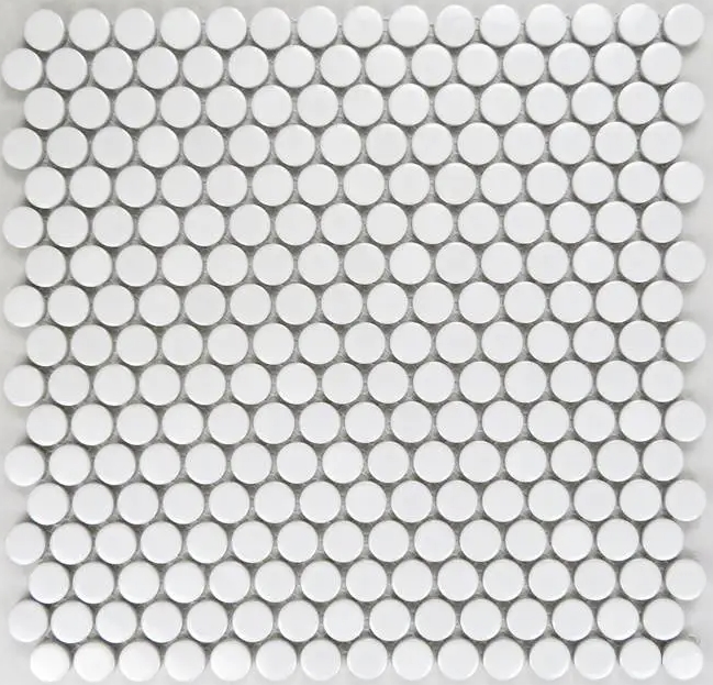 WHITE GLOSS PENNY ROUND PORCELAIN MOSAIC