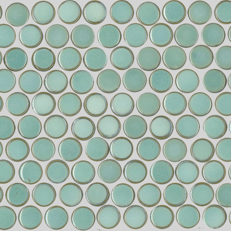 LIGHT GREEN MIX GLOSS PENNY ROUND ORBIT MOSAIC