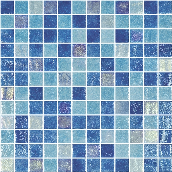 BLUE-GREEN BLEND PEARLESCENT GLASS MOSAIC RIVIERA