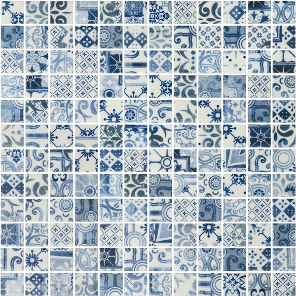 BLUE PATTERN GLASS MOSAIC RIVIERA