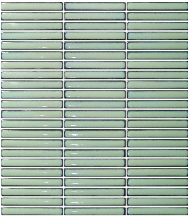 SAGE-GREEN GLOSS MINI FINGER MOSAIC TILE