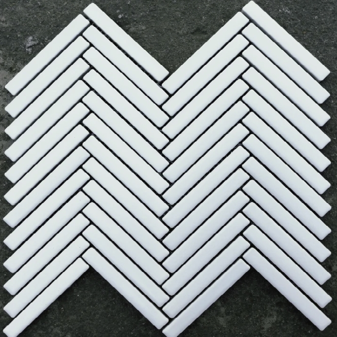 WHITE MATT SMALL FINGER HERRINGBONE