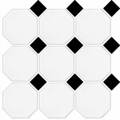 WHITE- BLACK GLOSS OCTAGONAL AND DOT