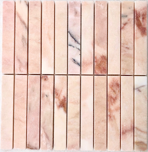 PINK TUMBLED WITH SOFT EDGE FINGER MARBLE MOSAIC TILE