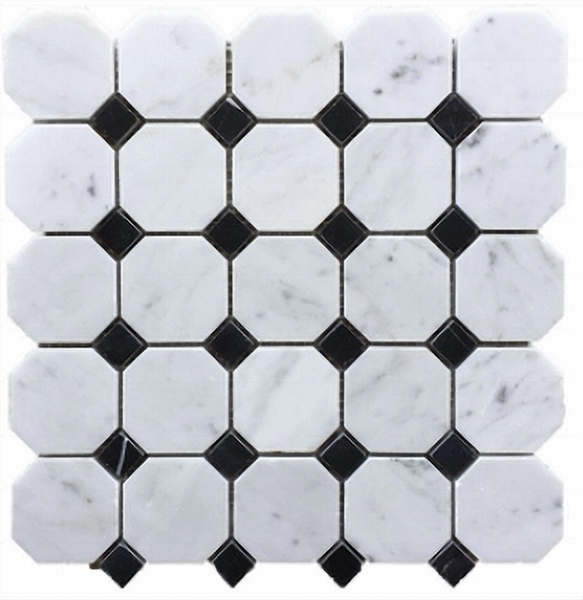 CARRARA WITH NERO DOT OCTAGON