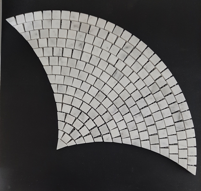 CARRARA ROMAN HONED FAN MARBLE MOSAIC TILE