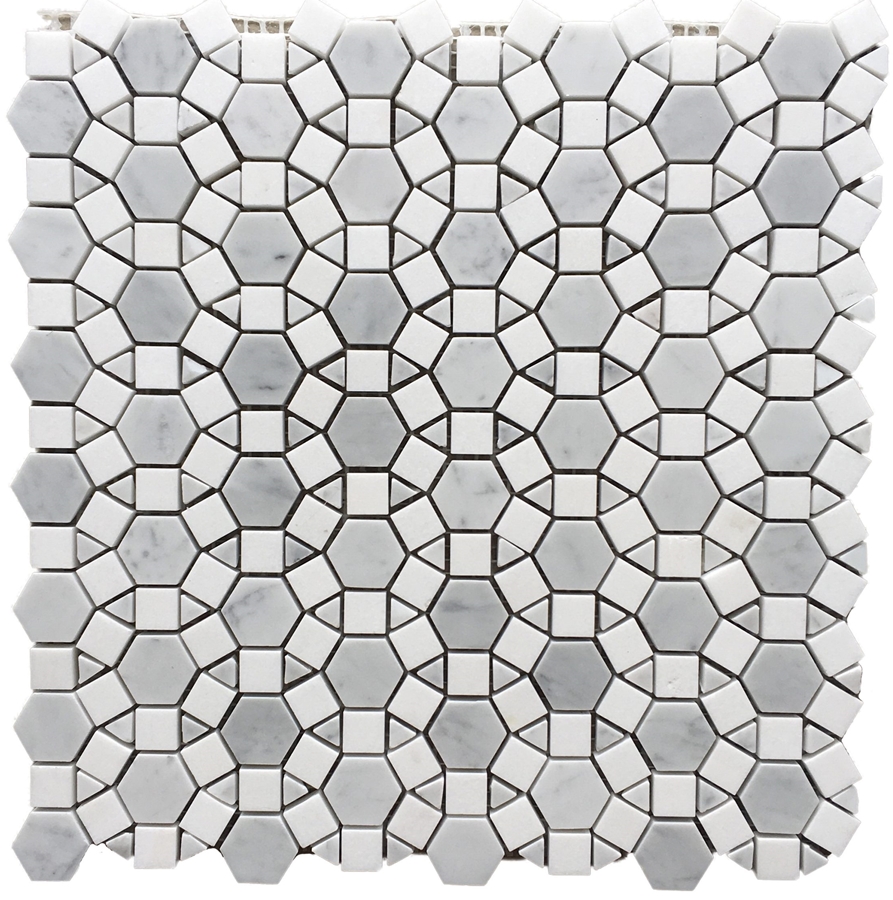 CARRARA AND THASSOS HONED MARBLE ALEJANDRO MOSAIC