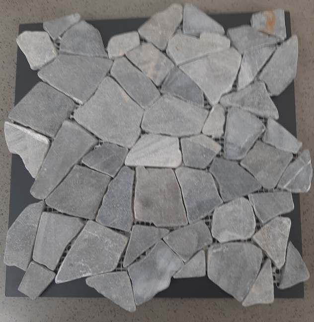 GREY FLAT PEBBLE INTERLOCKING  MOSAIC