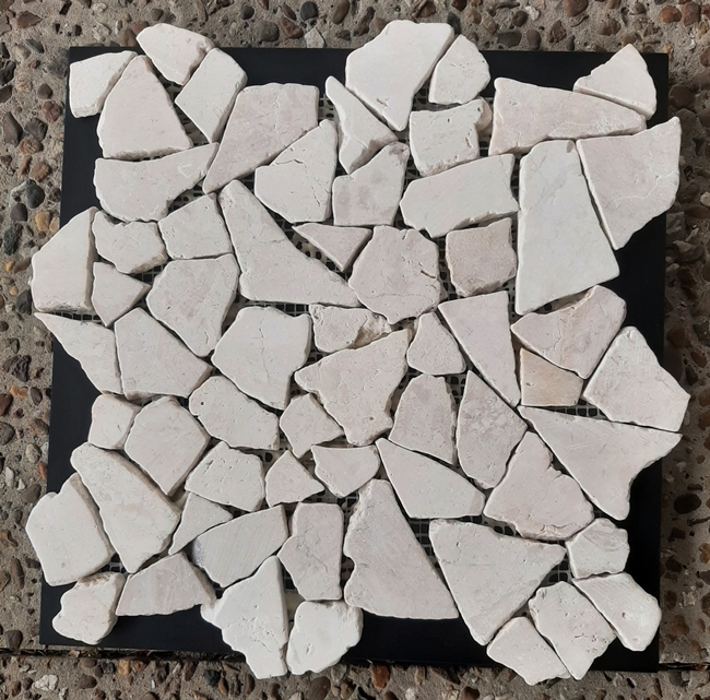 WHITE FLAT INTERLOCKING  MOSAIC