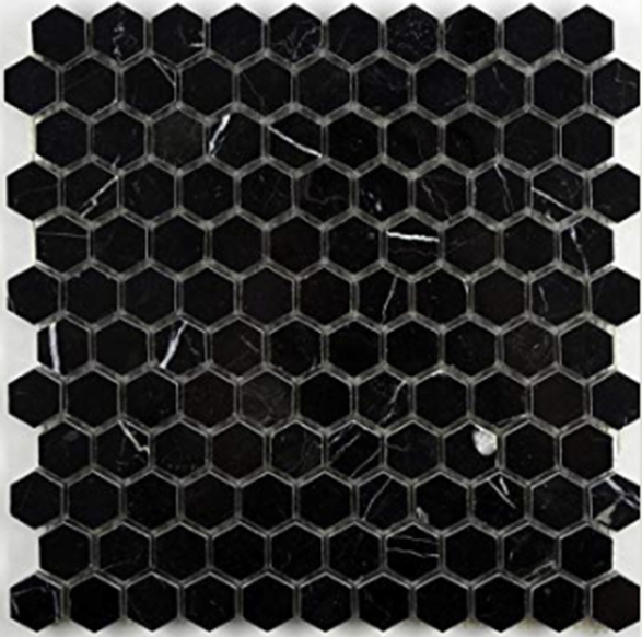 NERO MARQUINA HONED MARBLE HEX