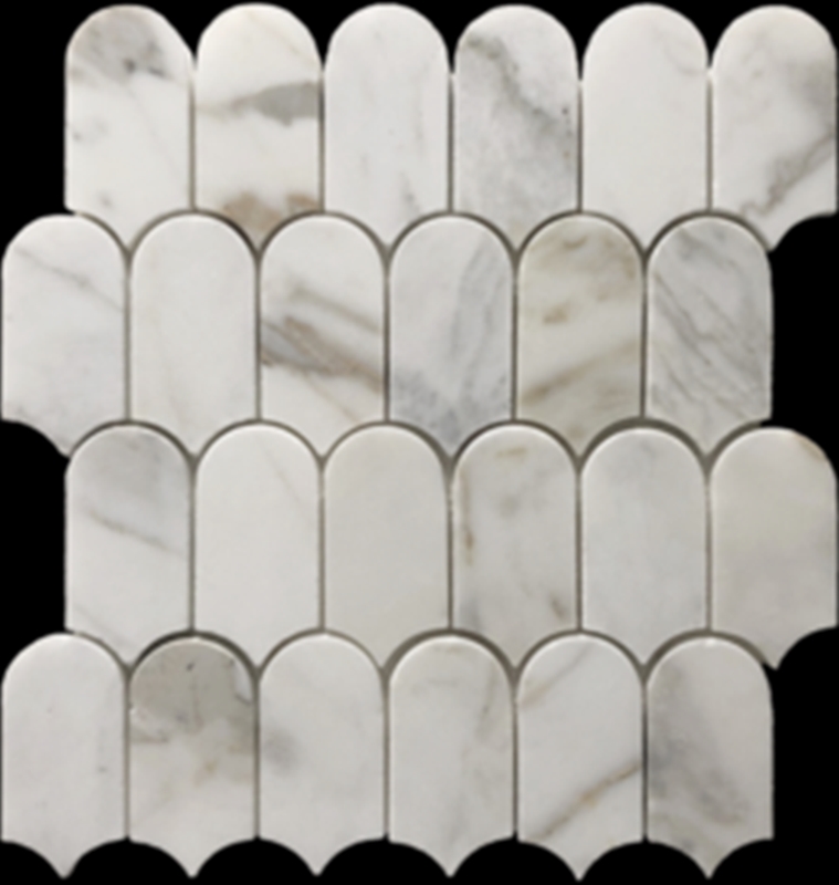 CALACATTA GOLD HONED MARBLE EXTENDED FISHSCALE MOSAIC