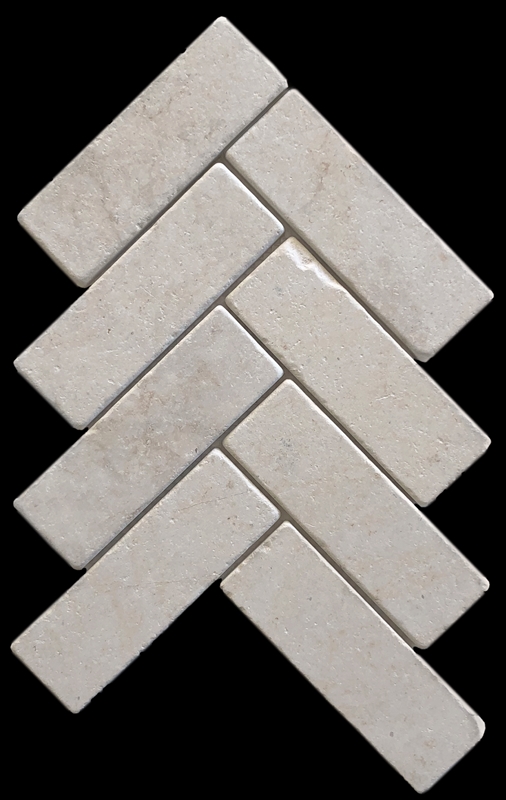 UTICA LIMESTONE TUMBLED HERRINGBONE MARBLE MOSAIC