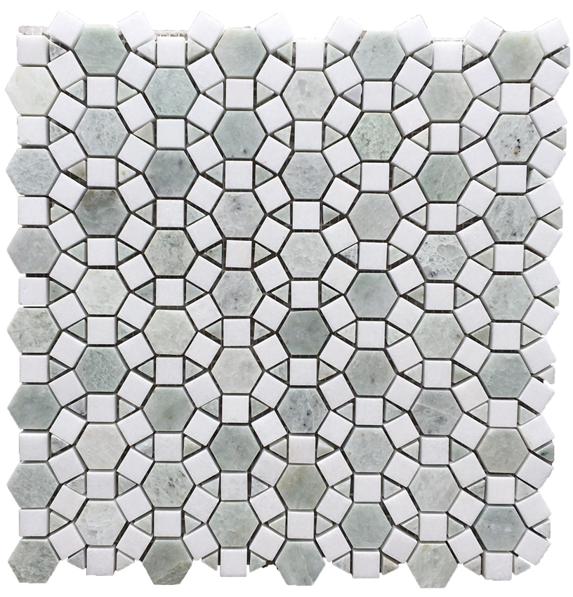 MING GREEN HONED MARBLE ALEJANDRO MOSAIC