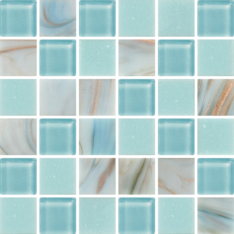 LIGHT BLUE MIX GLASS POOL MOSAIC