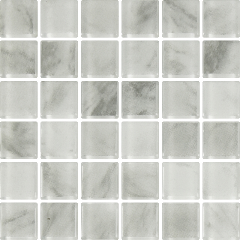 WHITE CARRARA LOOK GLASS MOSAIC