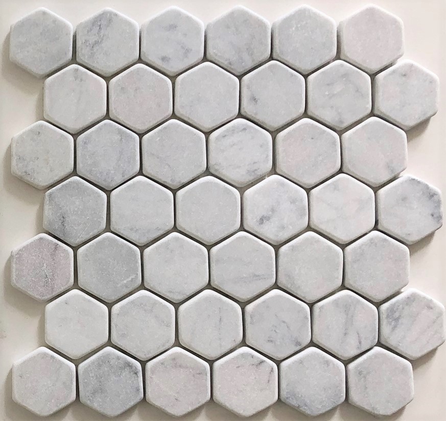 CARRARA C TUMBLED HEX MARBLE MOSAIC