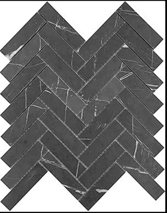 PIETRA GREY HONED MARBLE HERRINGBONE MOSAIC