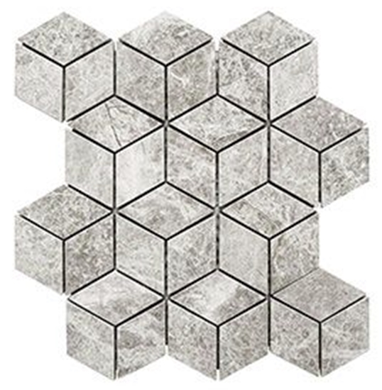 SILVER GREY HONED MARBLE DIAMOND CUDE MOSAIC