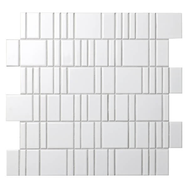 WHITE GLOSS MIXED SIZE MOSAIC