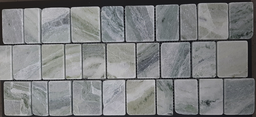 GREEN MIXED SIZES TUMBLED CONAMARRA MARBLE MOSAIC