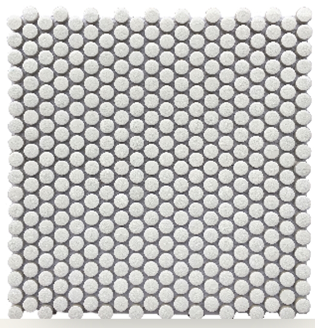 WHITE MINI CRACKLE PENNYROUND MOSAIC