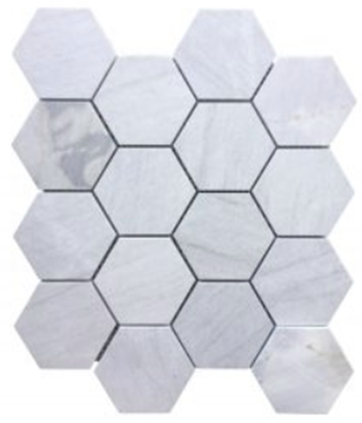 ILVA  (ELBA)  GREY HONED HEX MARBLE MOSAIC