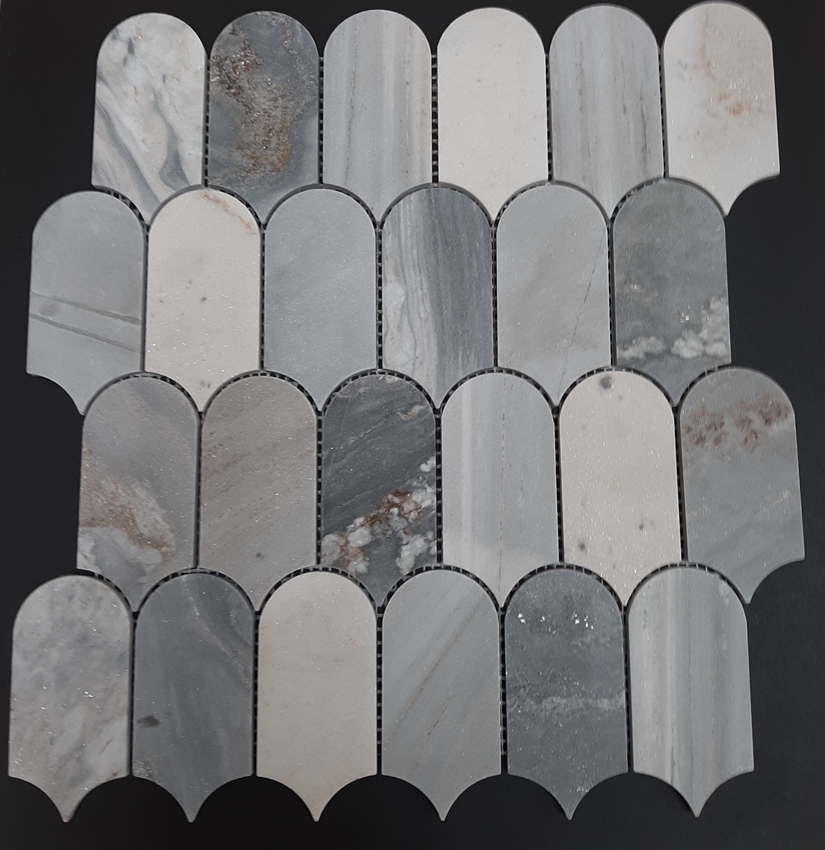 BLUE SANDSTONE HONED  EXTENDED FISHSCALE MOSAIC