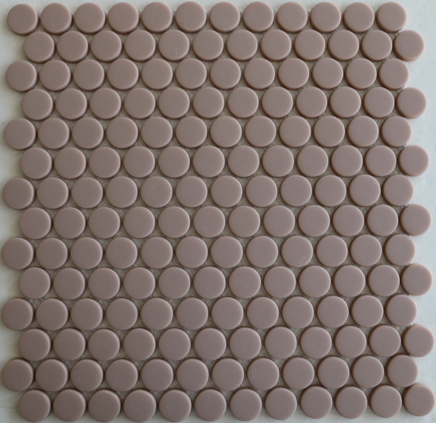 BEIGE MATT GLASS PENNYROUND MOSAIC