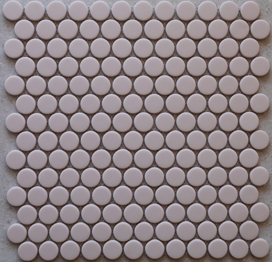 LIGHT PINK MATT GLASS PENNYROUND MOSAIC