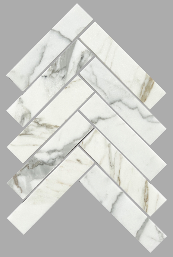 CALACATTA GOLD WHITE HONED HERRINGBONE GEOLUX