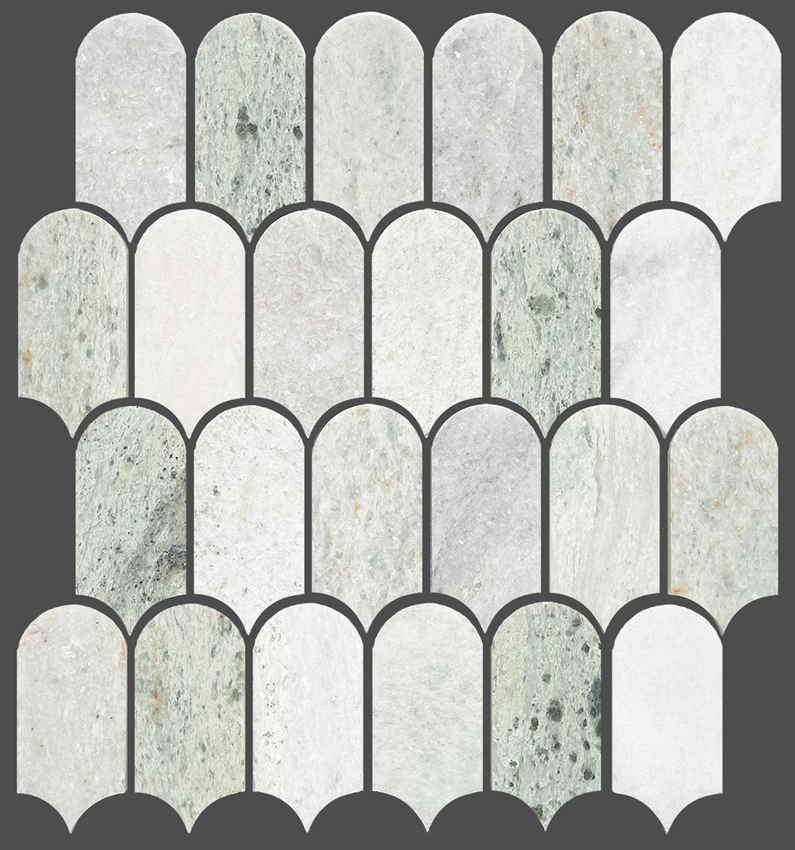 MING GREEN HONED MARBLE FEATHER GEOLUX