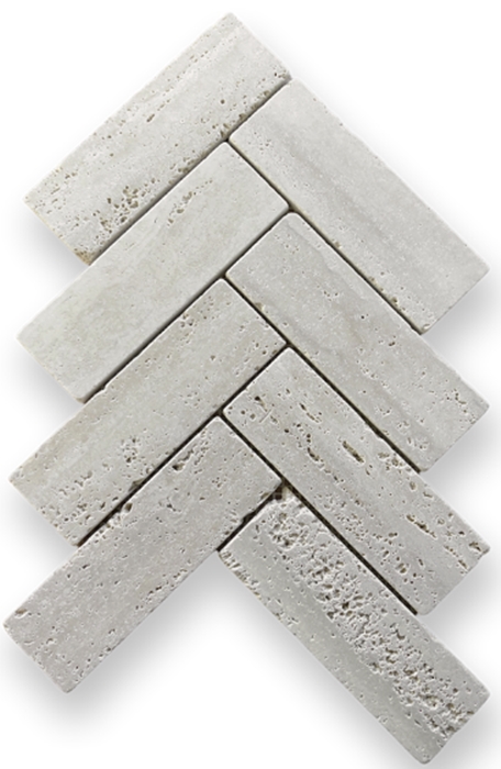 TRAVERTINE CLASSICO  TUMBLED HERRINGBONE MARBLE MOSAIC