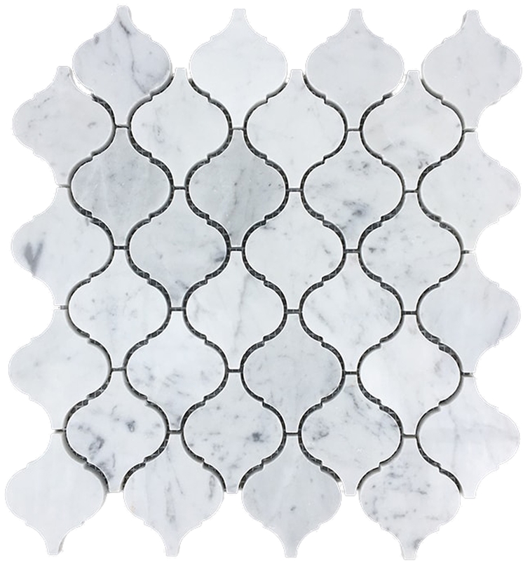 CARRARA ARABESQUE LANTERN HONED MARBLE MOSAIC